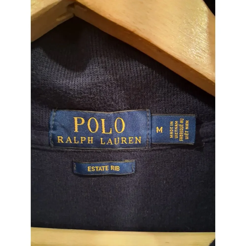 Polo Ralph Lauren Estate Rib Quarter Zip Pullover Sweater Men’s Size M Navy Blue